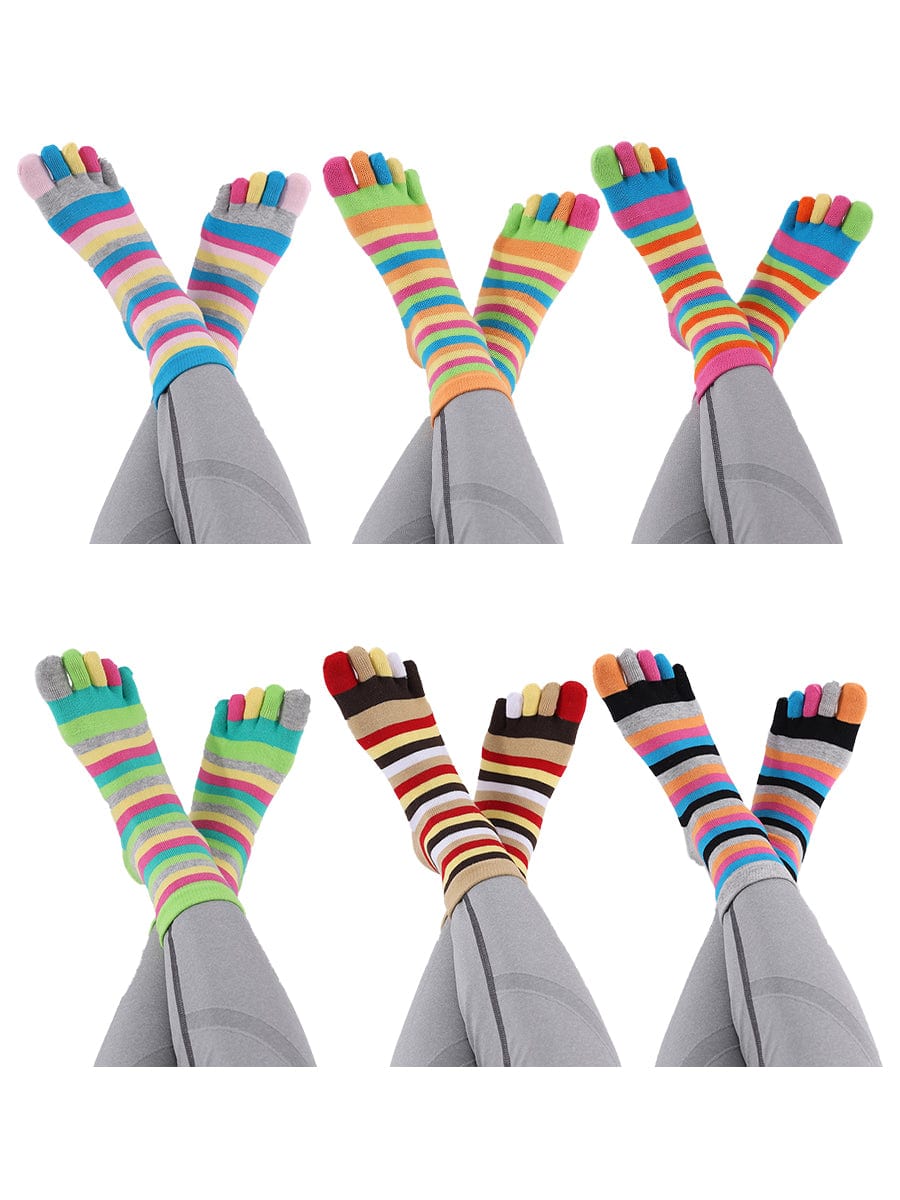 Premium-"6 pairs"-Women's Five -toe Socks Organic Cotton