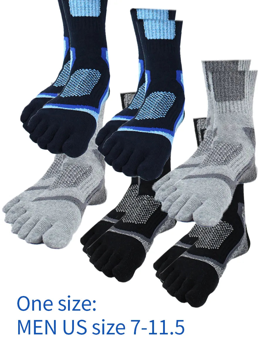 Premium-"6 Pairs"-Men's Five Toe Socks Organic Cotton Mix Colors