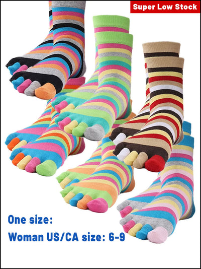 Premium-"6 pairs"-Women's Five -toe Socks Organic Cotton