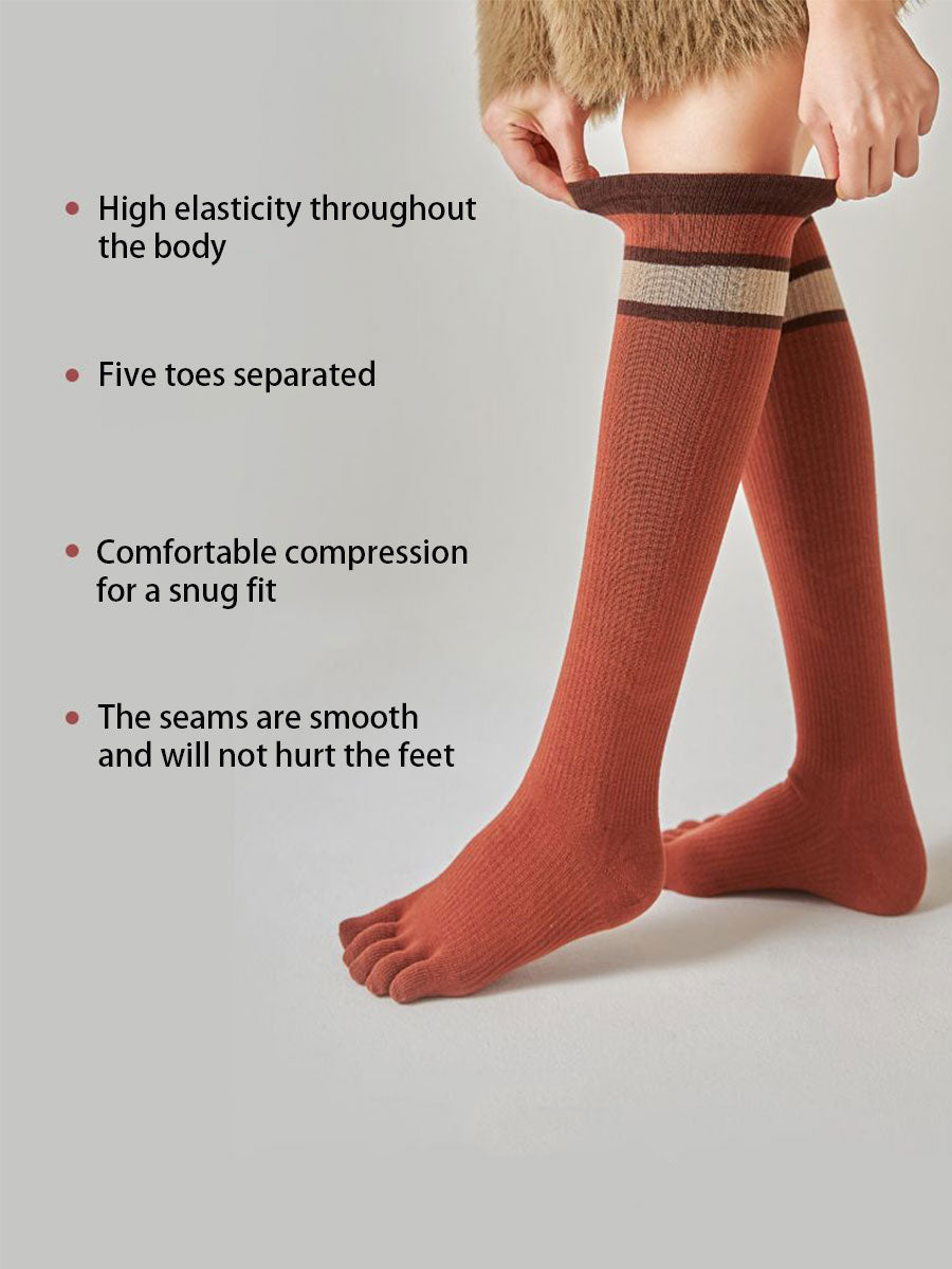 Premium-3 Pairs-Women's Compression Five-toe Socks in Mix Solid Color