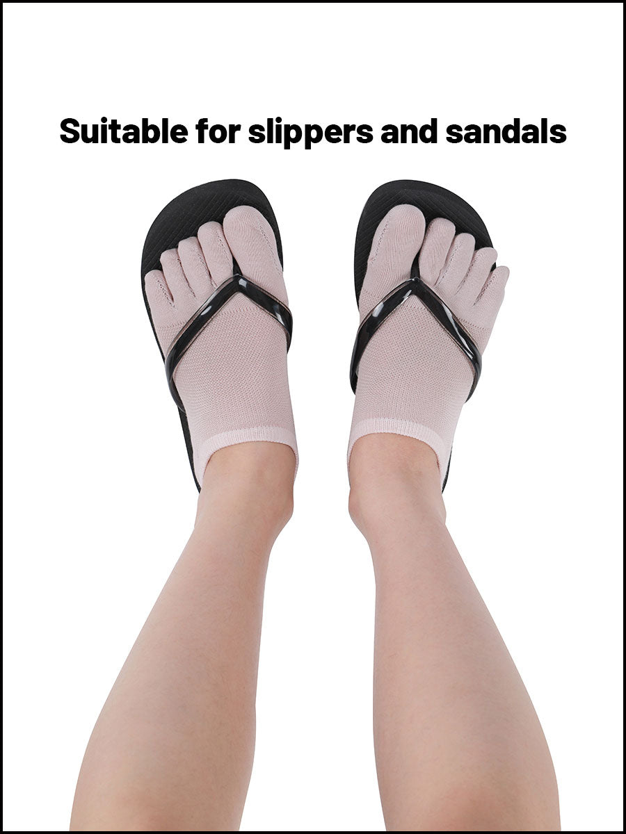 Premium-"6 Pairs"-Women's Five-toe Anti-slip No Show Socks Organic Cotton