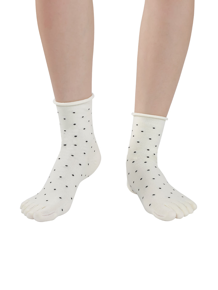 Premium-"6 Pairs"-Women's Five-toe Crew Socks Organic Cotton