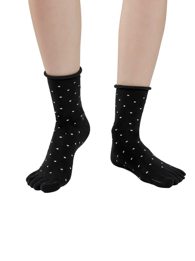 Premium-"6 Pairs"-Women's Five-toe Crew Socks Organic Cotton