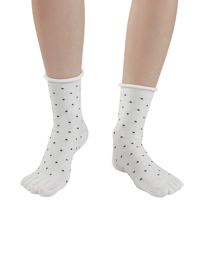 Premium-"6 Pairs"-Women's Five-toe Crew Socks Organic Cotton