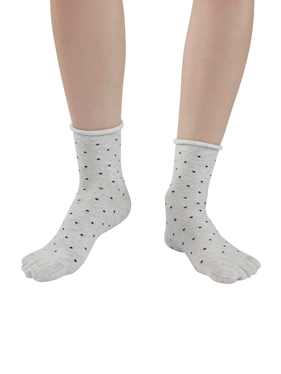 Premium-"6 Pairs"-Women's Five-toe Crew Socks Organic Cotton