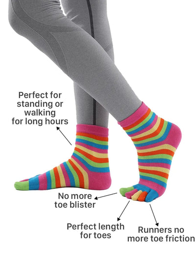 Premium-"6 pairs"-Women's Five -toe Socks Organic Cotton