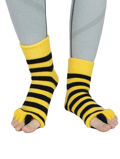 10 Pack- Unisex Foot Alignment Toe Separators Socks, Stripe