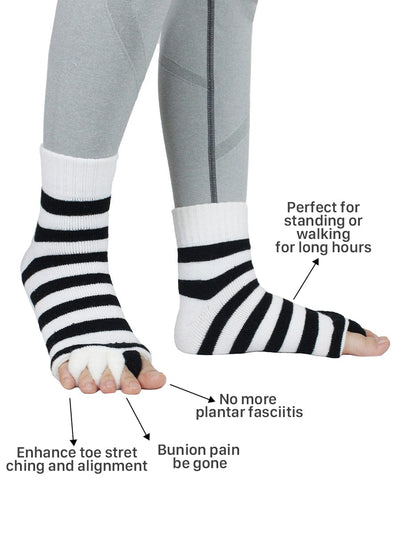 10 Pack- Unisex Foot Alignment Toe Separators Socks, Stripe