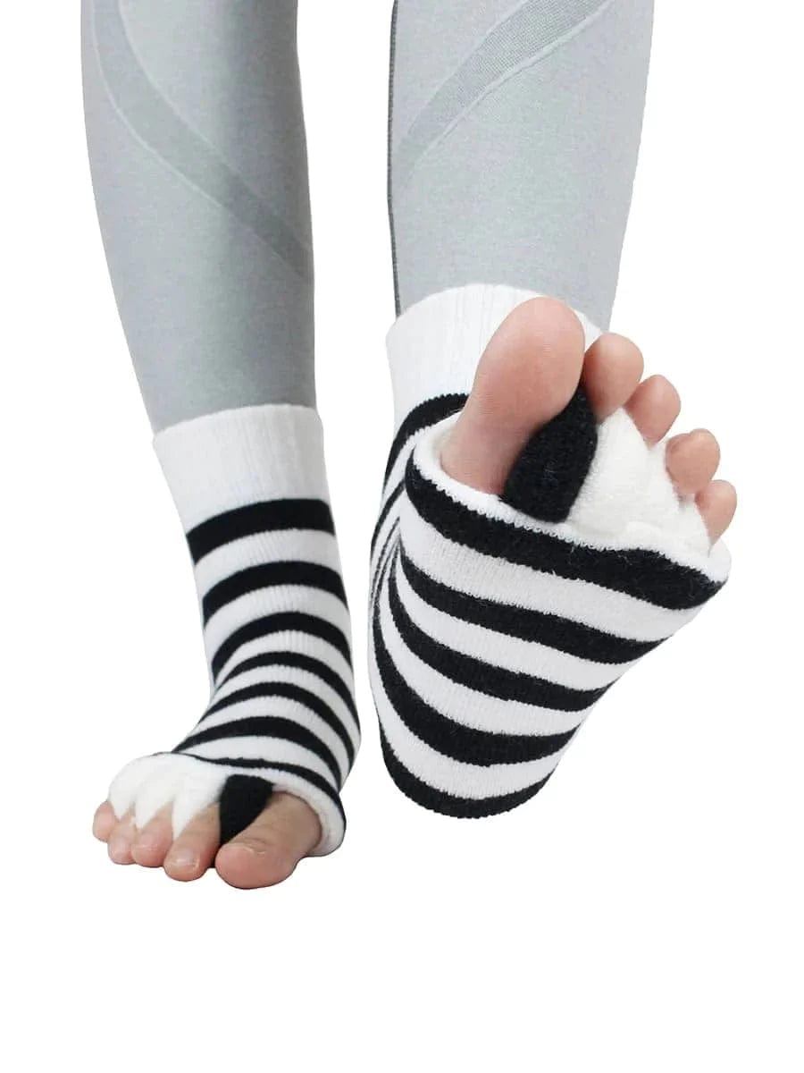 10 Pack- Unisex Foot Alignment Toe Separators Socks, Stripe