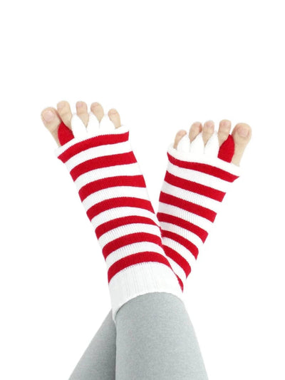 10 Pack- Unisex Foot Alignment Toe Separators Socks, Stripe