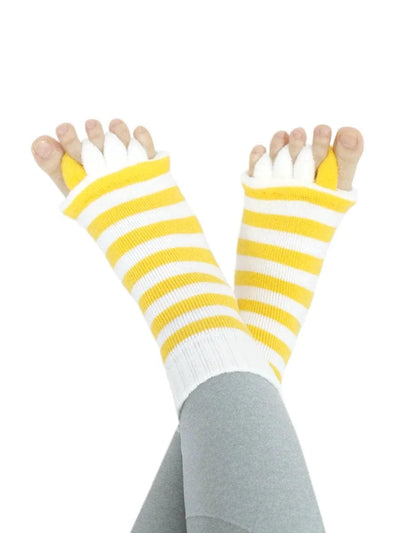 10 Pack- Unisex Foot Alignment Toe Separators Socks, Stripe