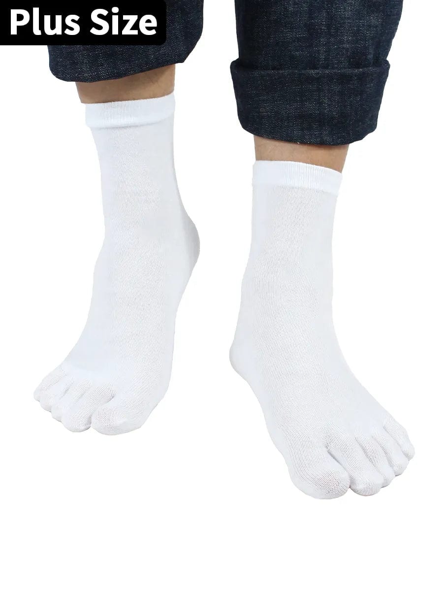 All-Seasons-Premium-5 Pairs-Unisex's Plus Size Five Mid-calf Toe Socks Organic Cotton in Mix Solid Color